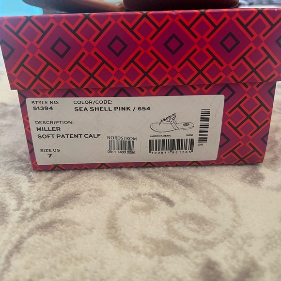 Tory Burch, seashell pink patent Miller sandal - Picture 2 of 4